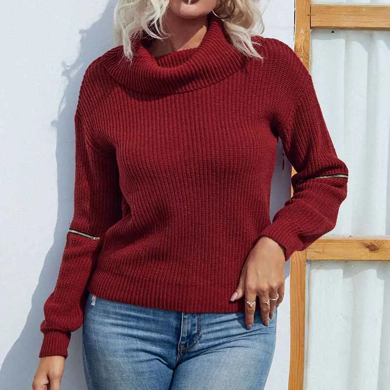 Women's Turtleneck Oversized Sweaters Batwing Long Sleeve Pullover Loose Chunky Knit Jumper K494