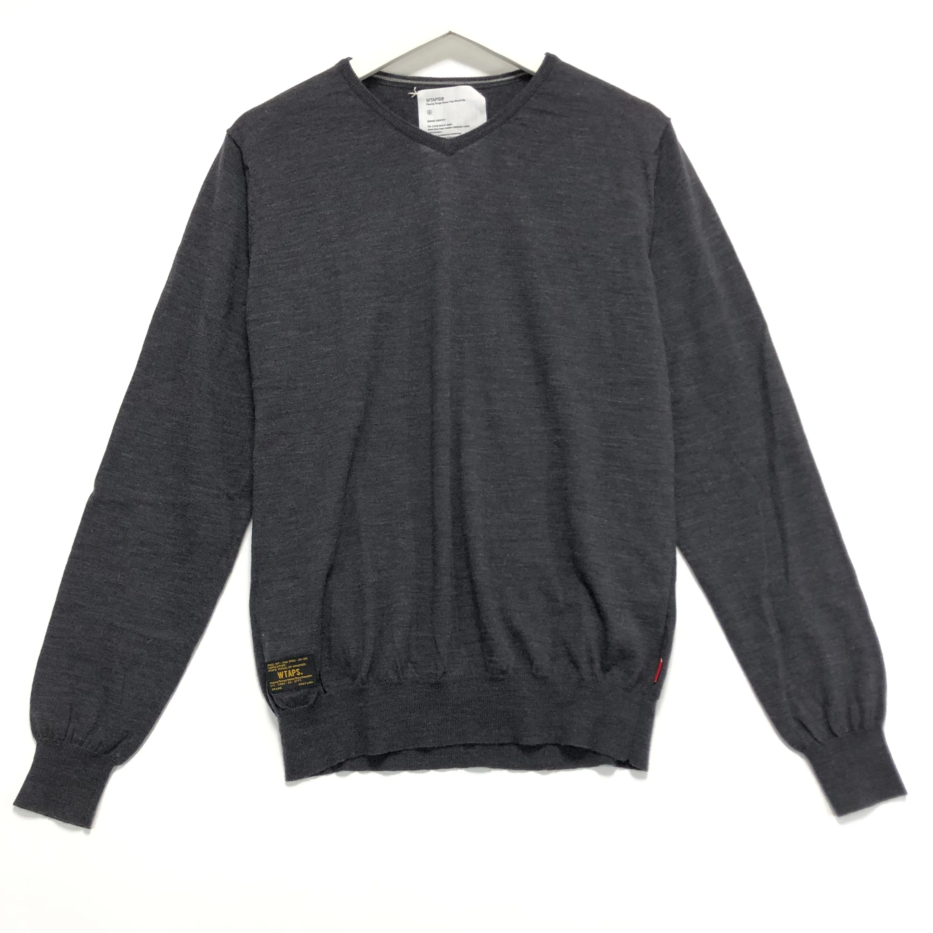 [XL]  WTaps Crew Wool V Neck Sweater Grey