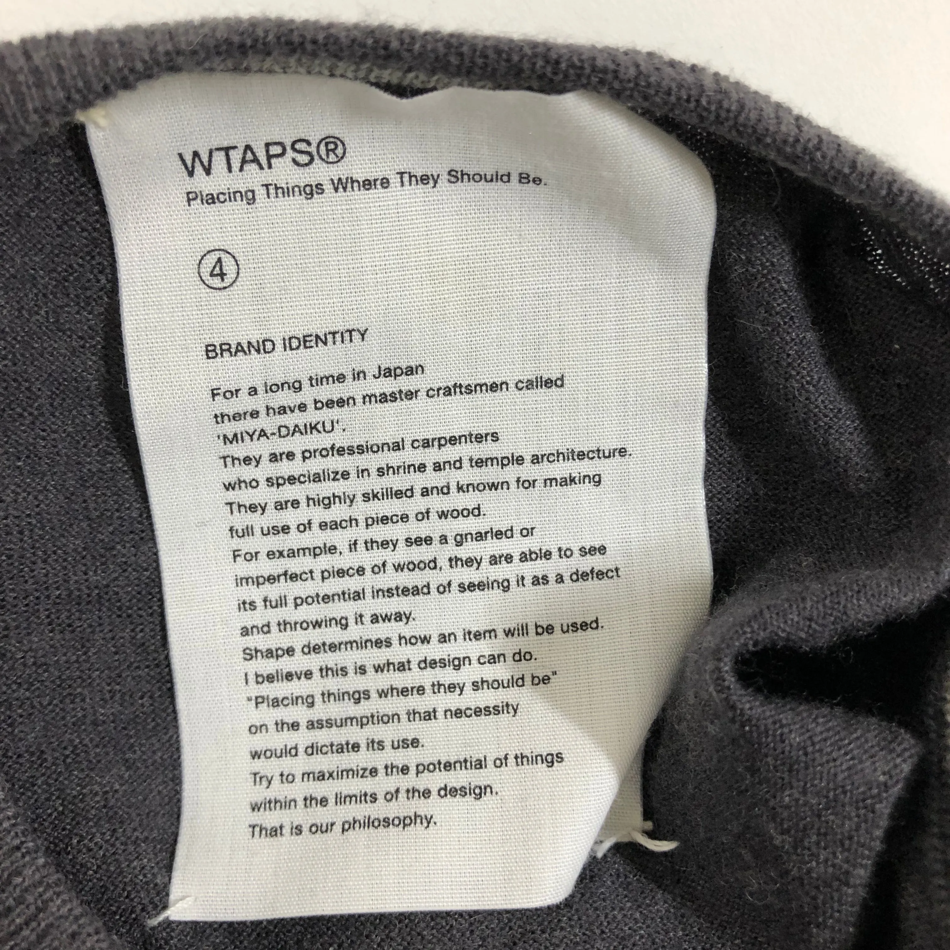 [XL]  WTaps Crew Wool V Neck Sweater Grey