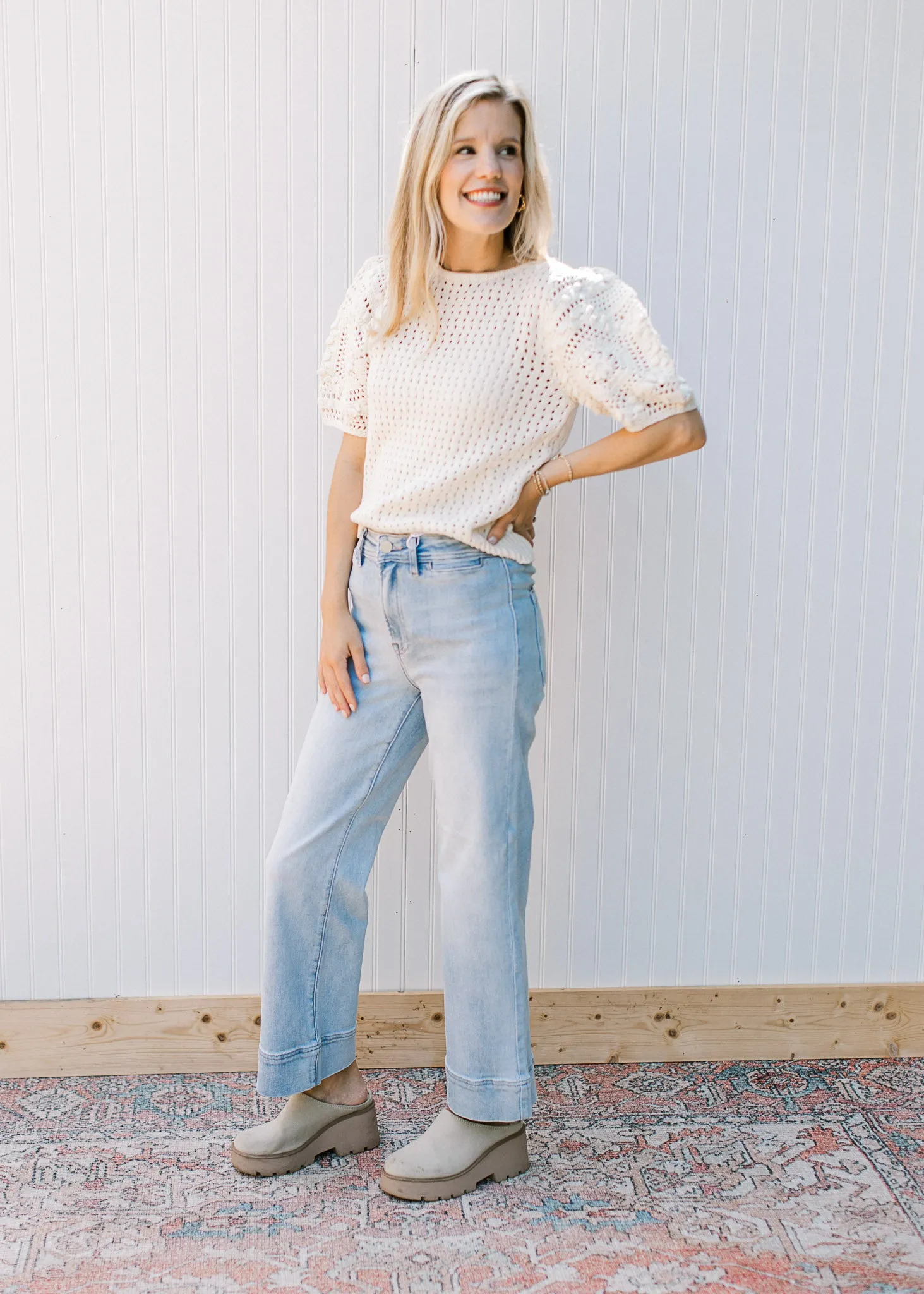 XZ Risen High Waisted Light Wash Wide Jean