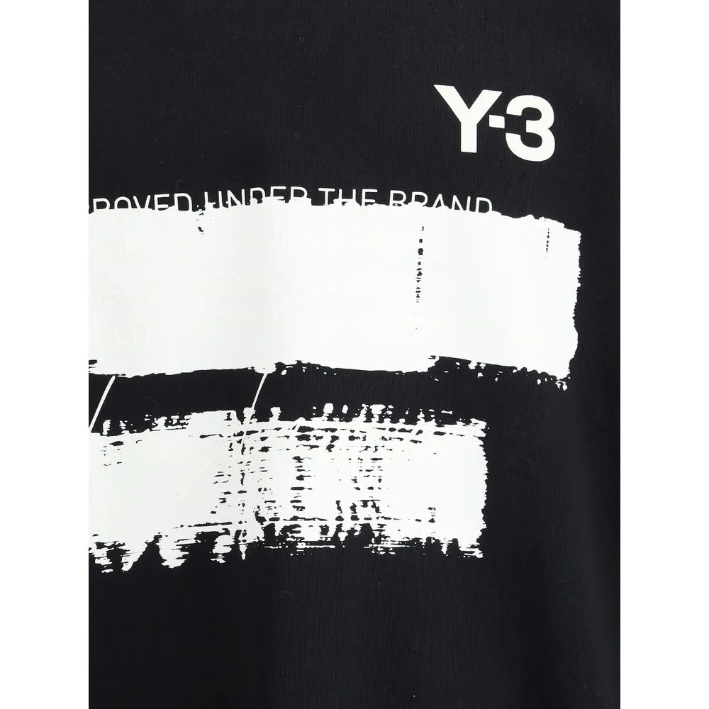 Y-3 Men Black Sweatshirt Cotton Ribbed Crew Neck Long Sleeves Casual Pullover