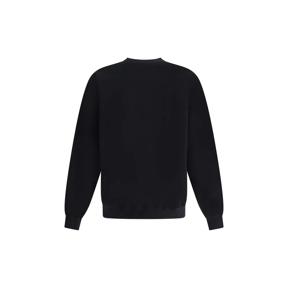 Y-3 Men Black Sweatshirt Cotton Ribbed Crew Neck Long Sleeves Casual Pullover