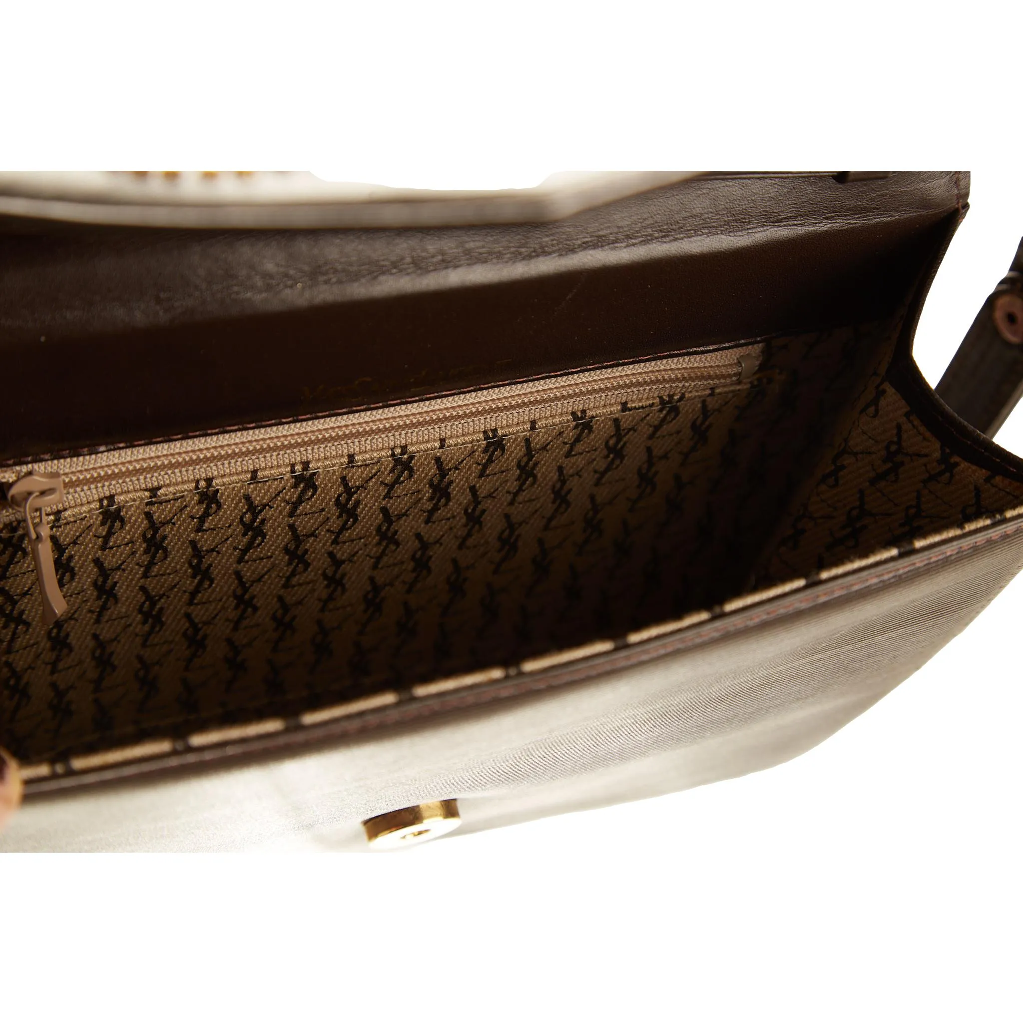 YSL Black Studded Logo Shoulder Bag