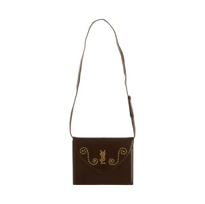 YSL Black Studded Logo Shoulder Bag