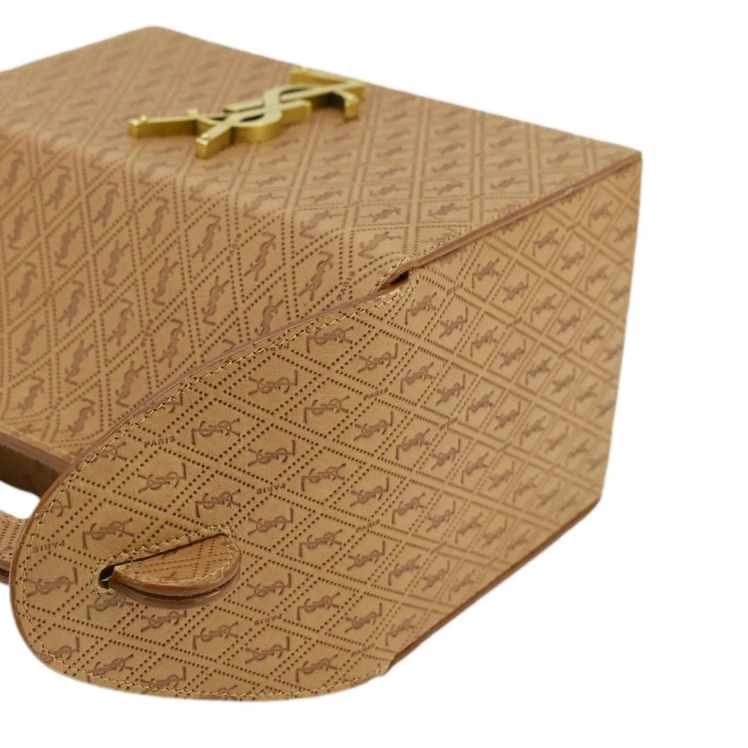 YVES SAINT LAURENT Takeaway Box Vegetable-Tanned Leather Satchel Bag Brown