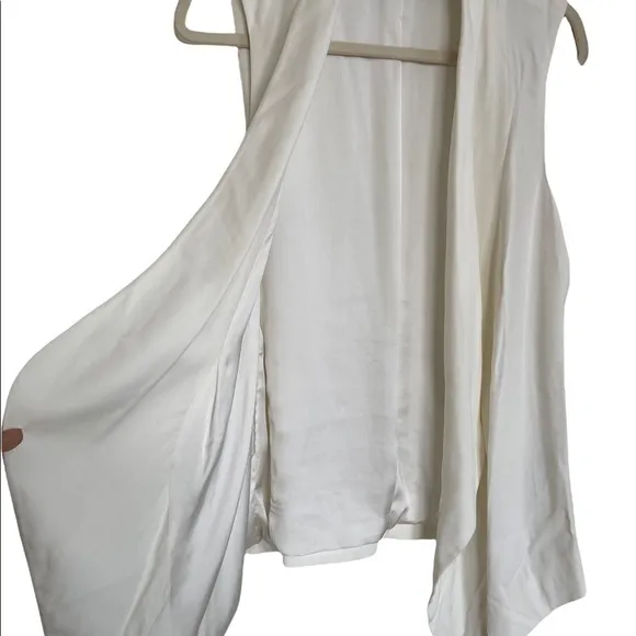 Zara Long Off White Open Cardigan Vest