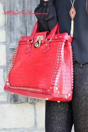 Ziara | Alligator Buckle Purse Red
