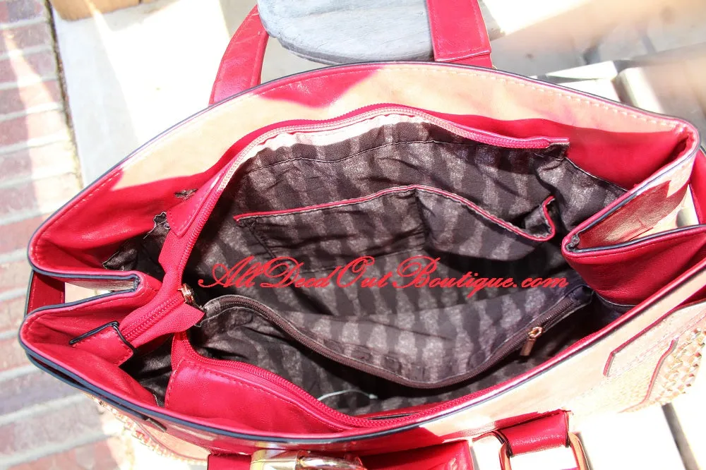 Ziara | Alligator Buckle Purse Red