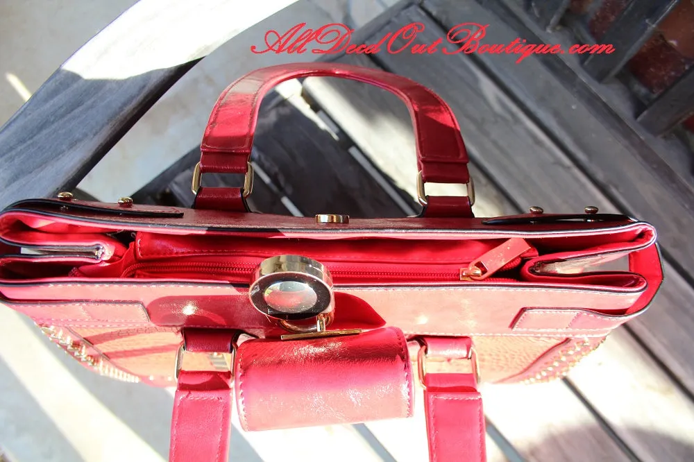 Ziara | Alligator Buckle Purse Red