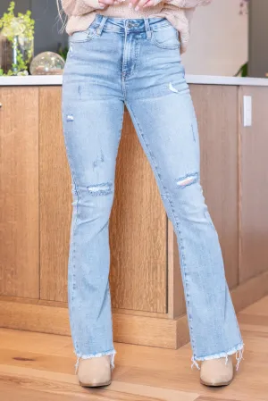 Zoey Kate High Rise Frayed Hem Flare